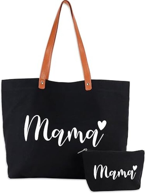 Handbags - Mama Reusable Grocery Bags with Makeup Bag New Mom Gifts or ladies  and girls